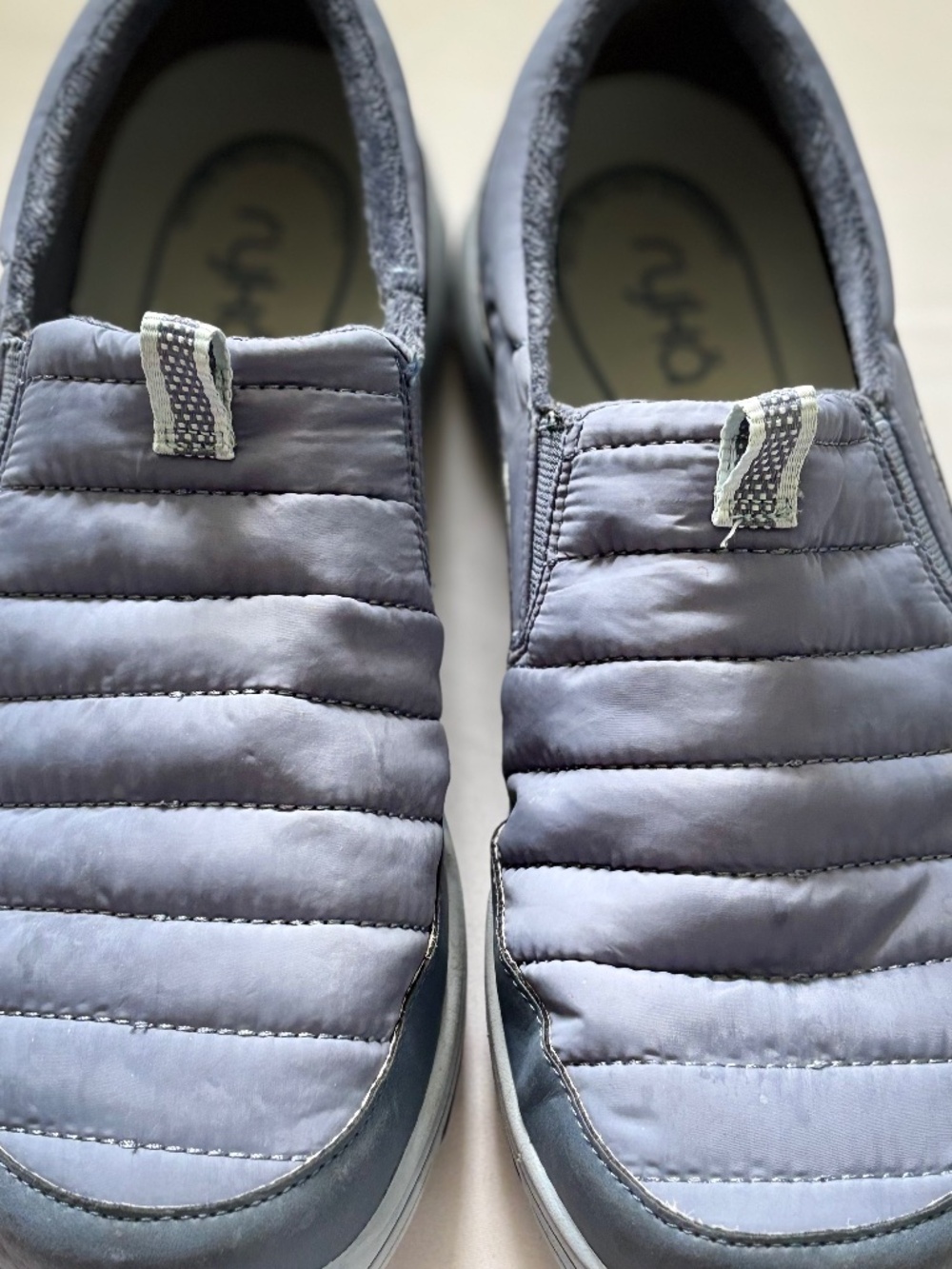 Ryka Ava Quilted Slip-On Sneakers Gray Water Repellent Faux Fur Lined Logo 11W